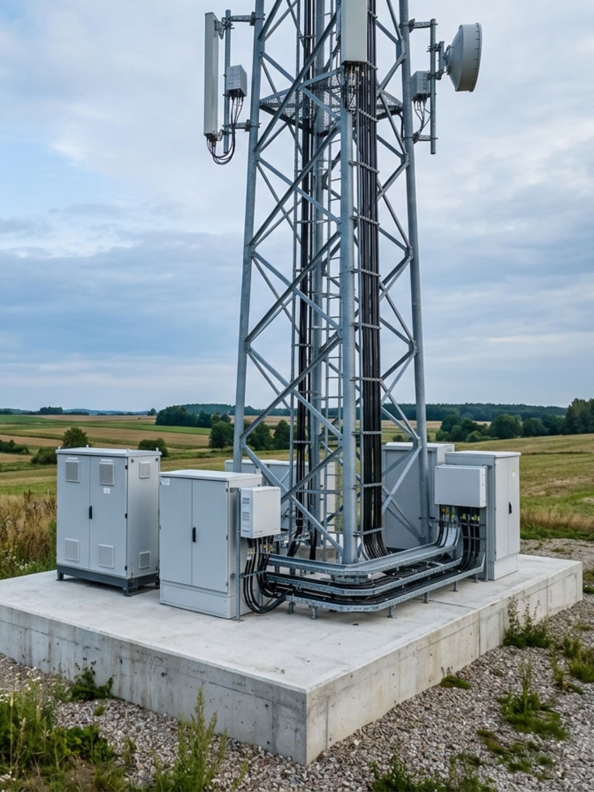 Infrastruktura stacji bazowej 5G w terenie — przykładowa realizacja na dzierżawionej działce